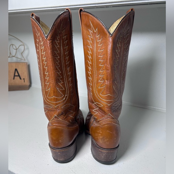 Vintage Dan Post Women’s Western Boot Size 8C Brown Leather Classic Flare Cowboy - Picture 5 of 9